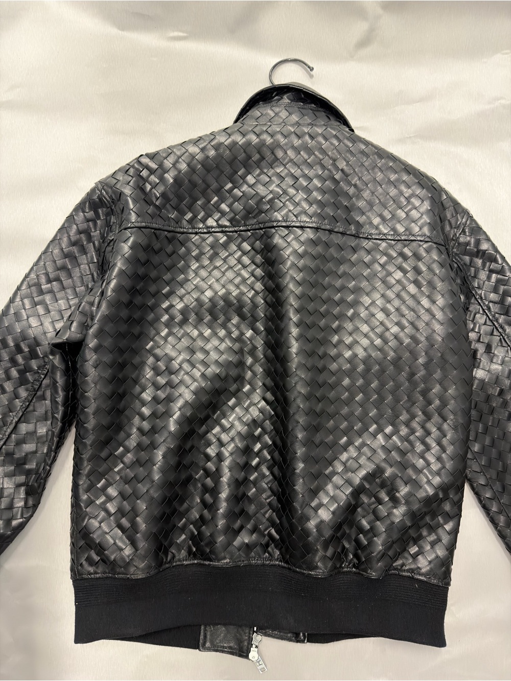 Bottega Veneta Black Woven Leather Bomber Jacket - Picture 2 of 8